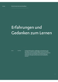 Erfahrungen und Gedanken zum Lernen