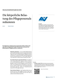 Die körperliche Belastung des Pflegepersonals reduzieren